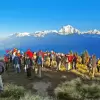 sunrise at top of Poon Hill in Himalayas, Nepal